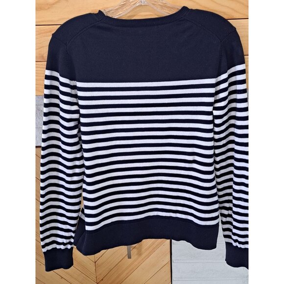 Brooks Brothers Nautical Black & White Striped Sweater Red Anchor Womens Med - Picture 10 of 10